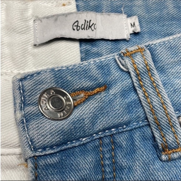 Stevens Color Block Jeans | MOM button fly  Raw Hem High Rise - Picture 4 of 14